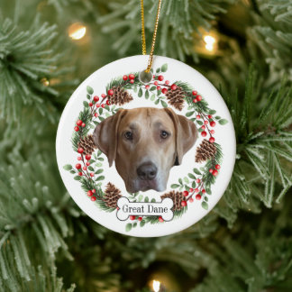 great dane dog ceramic tree decoration