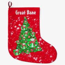 Great Dane Dog Christmas Big Tree Decoration Red