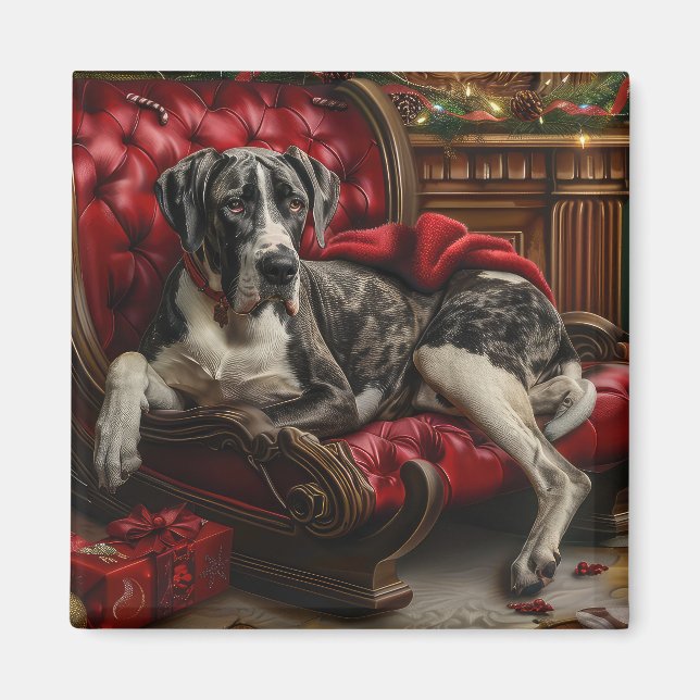 Great Dane Dog Christmas Festive Magnet (Front)