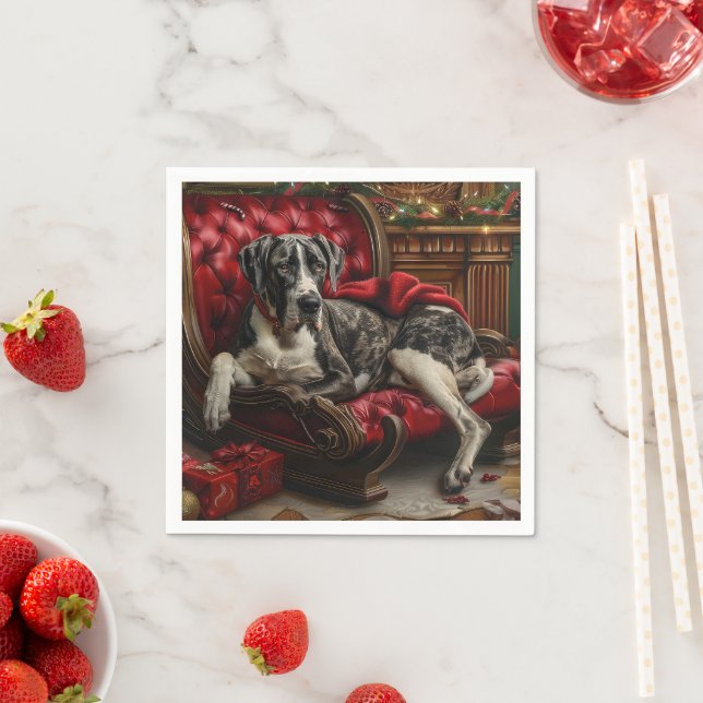 Great Dane Dog Christmas Festive Napkin (Insitu)