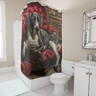 Great Dane Dog Christmas Festive Shower Curtain