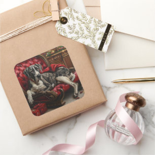 Great Dane Dog Christmas Festive Square Sticker