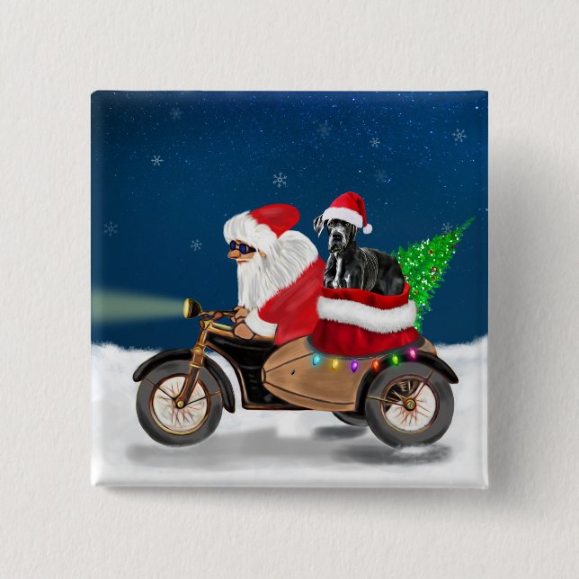 Great Dane dog Christmas Santa Claus   15 Cm Square Badge (Front)