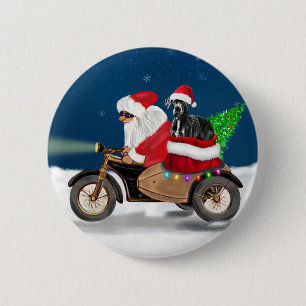 Great Dane dog Christmas Santa Claus   6 Cm Round Badge