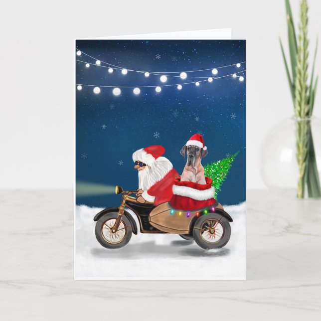 Great Dane dog Christmas Santa Claus  Card (Front)