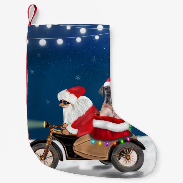 Great Dane dog Christmas Santa Claus  Small Christmas Stocking (Front)