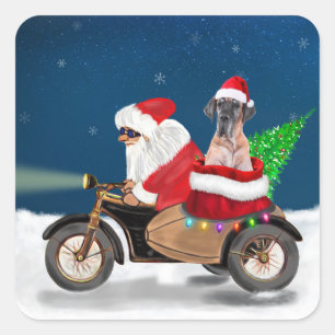 Great Dane dog Christmas Santa Claus Square Sticker
