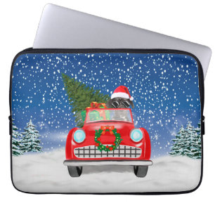 Great Dane Dog Driving Car In Snow Christmas Laptop Sleeve