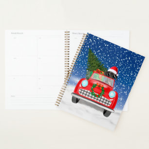 Great Dane Dog Driving Car In Snow Christmas  Planner