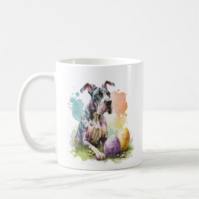 Great Dane Dog Easter Egg, Happy Easter Great Dane Coffee Mug (Left)