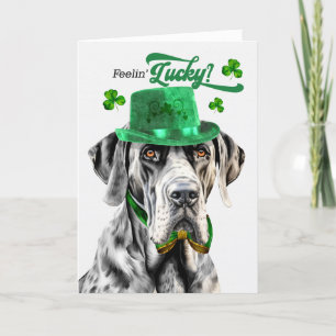 Great Dane Dog Feelin' Lucky St Patrick's Day Holiday Card