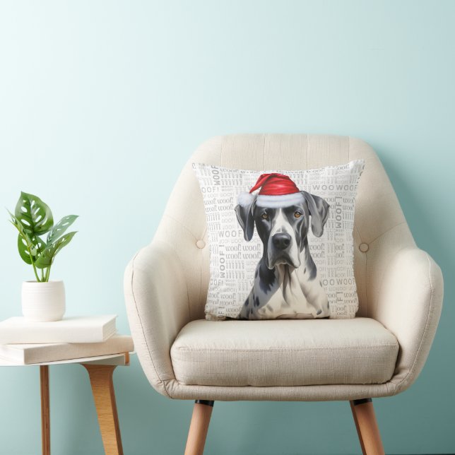 Great Dane Dog Funny Watercolor Christmas Cushion (Chair)