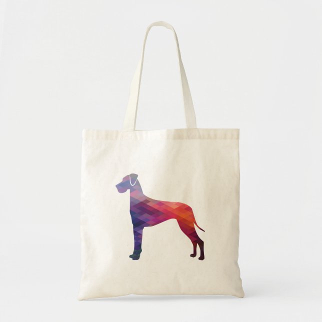 Great Dane Dog Geometric Silhouette Purple Tote Bag (Front)