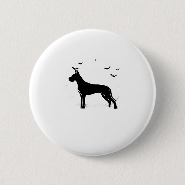 Great Dane Dog � Halloween Moon Silhouette Classic 6 Cm Round Badge (Front)