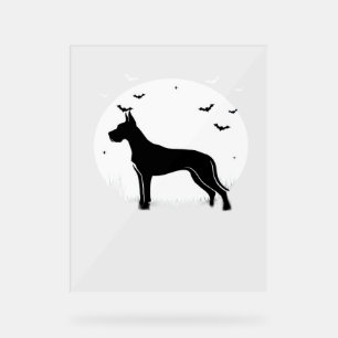 Great Dane Dog – Halloween Moon Silhouette Classic Acrylic Sign