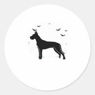 Great Dane Dog � Halloween Moon Silhouette Classic Classic Round Sticker