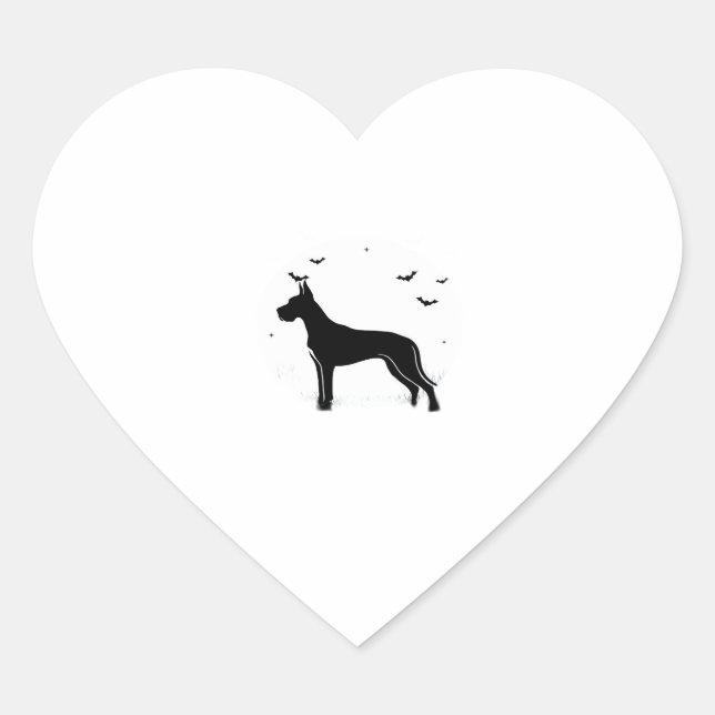 Great Dane Dog � Halloween Moon Silhouette Classic Heart Sticker (Front)