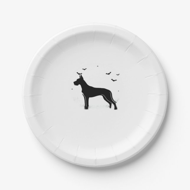 Great Dane Dog � Halloween Moon Silhouette Classic Paper Plate (Front)