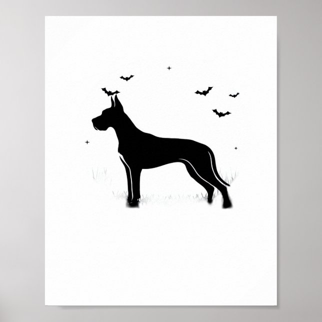 Great Dane Dog – Halloween Moon Silhouette Classic Poster (Front)