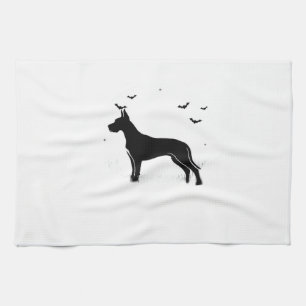 Great Dane Dog � Halloween Moon Silhouette Classic Tea Towel