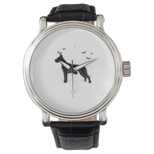 Great Dane Dog – Halloween Moon Silhouette Classic Watch
