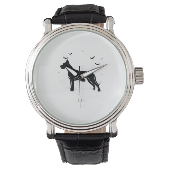 Great Dane Dog – Halloween Moon Silhouette Classic Watch (Front)