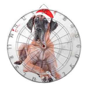 Great Dane Dog Hat Merry Christmas Dartboard