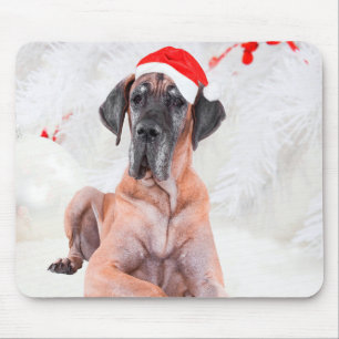 Great Dane Dog Hat Merry Christmas Mouse Mat