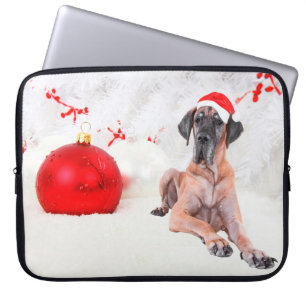 Great Dane Dog Hat Merry Christmas Red Ornament Laptop Sleeve