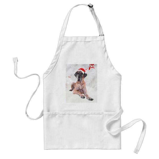 Great Dane Dog Hat Merry Christmas Standard Apron (Front)