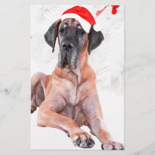 Great Dane Dog Hat Merry Christmas Stationery
