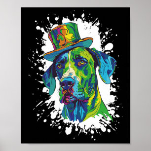 Great Dane Dog Head Irish Funny St Patricks Day Poster