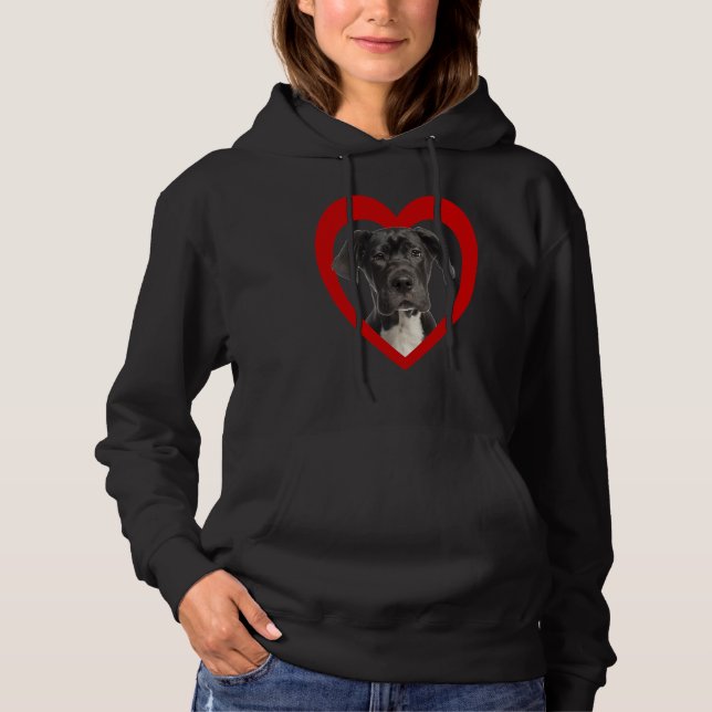 Great Dane  Dog Heart   Deutsche Dogge  Great Dane Hoodie (Front)