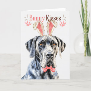 Great Dane Dog in Bunny Ears for Easter Holiday Card
