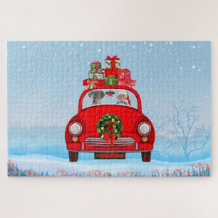 Great Dane Dog In Car With Santa Claus  Jigsaw Puzzle