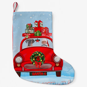 Great Dane Dog In Car With Santa Claus  Small Christmas Stocking