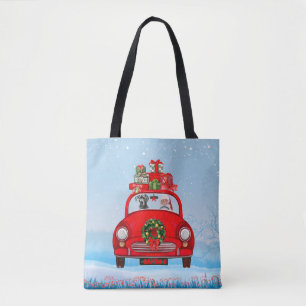 Great Dane Dog In Car With Santa Claus  Tote Bag