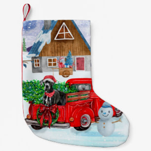 Great Dane Dog In Christmas Delivery Truck Snow  Small Christmas Stocking