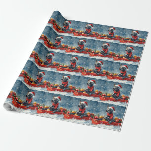 Great Dane Dog in Sledge Let it Snow Christmas Wrapping Paper