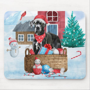 Great Dane Dog In snow Christmas Dog House Mouse Mat