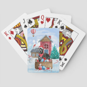 Great Dane Dog In snow Christmas Dog House Playing Cards