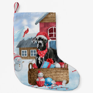 Great Dane Dog In snow Christmas Dog House  Small Christmas Stocking