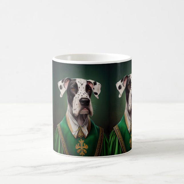 Great Dane Dog in St. Patrick's Day Dress Coffee Mug (Center)
