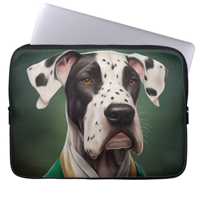 Great Dane Dog in St. Patrick's Day Dress Laptop Sleeve (Front)