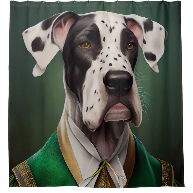 Great Dane Dog in St. Patrick's Day Dress Shower Curtain (Front)