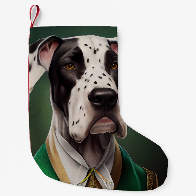 Great Dane Dog in St. Patrick's Day Dress Small Christmas Stocking (Front)