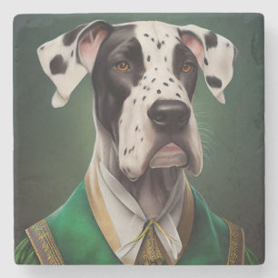 Great Dane Dog in St. Patrick's Day Dress Stone Coaster