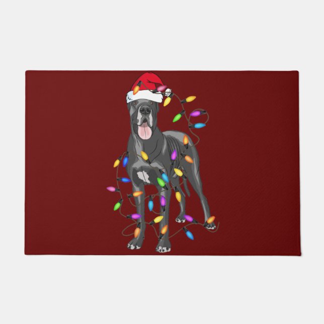 Great Dane Dog Light Decor Christmas Dog Lovers Doormat (Front)