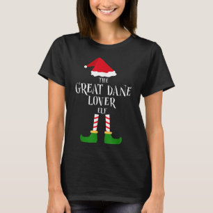 Great Dane Dog Lover Elf Christmas Pajama Matching T-Shirt
