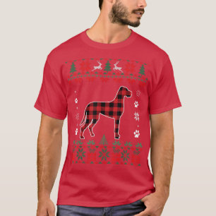Great Dane Dog Lover Pajama Red Plaid Ugly Christm T-Shirt